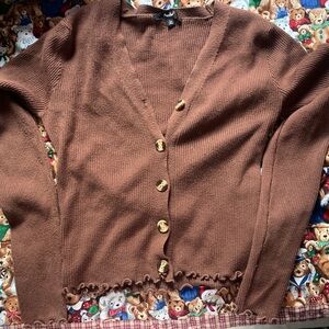 Brown long sleeve crop top